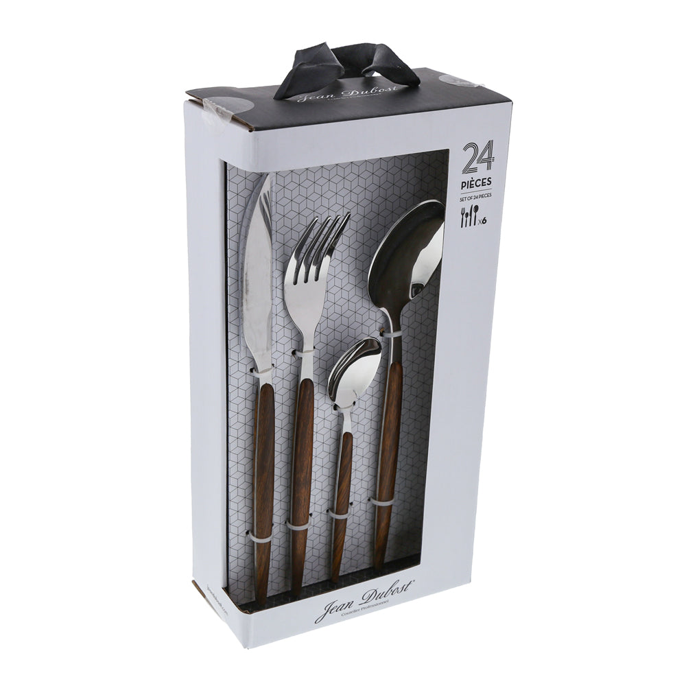 Ménagère 24 pièces Amsterdam en inox et manche effet bois Jean Dubost - Mathon - 2