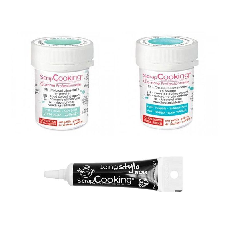 2 colorants alimentaires turquoise-vert d