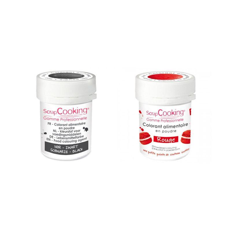 2 colorants alimentaires en poudre - rouge-noir Scrapcooking - Mathon