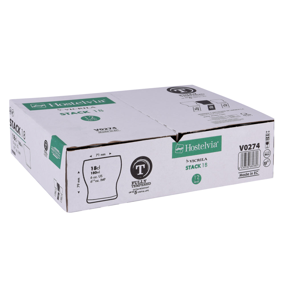 Boîte de 12 gobelets trempés Stack 18 cl empilables Vicrila - Mathon - 2