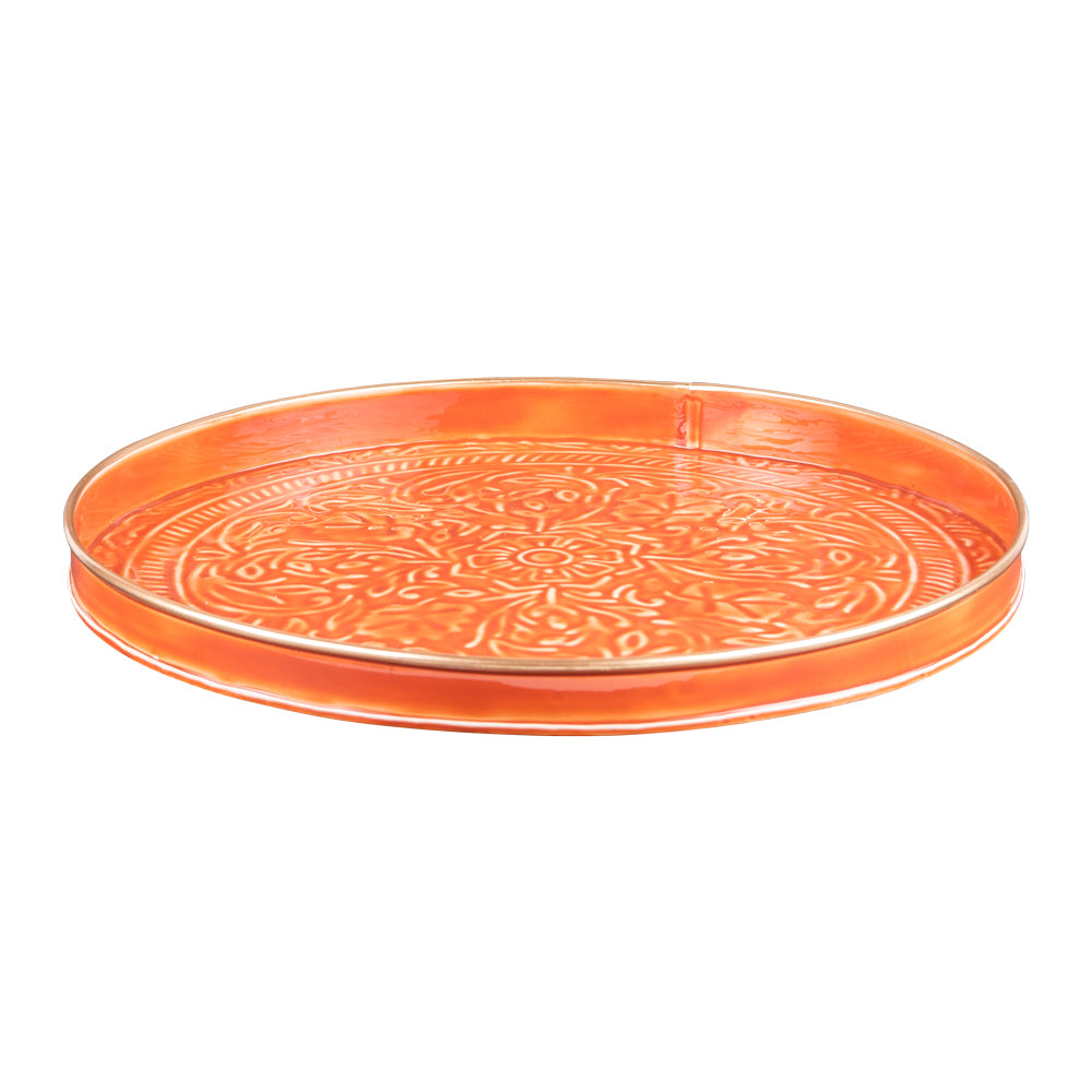 Set de 2 plateaux ronds Tosca orange Table passion - Mathon - 2