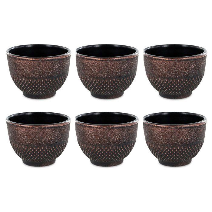 6 tasses en fonte de Chine noir & bronze 15 cl Aromandise - Mathon