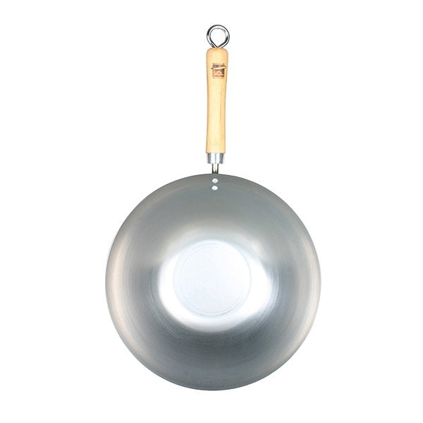 Wok fond plat 30 cm tôle acier blanche Be a Wok Star - Mathon - 1