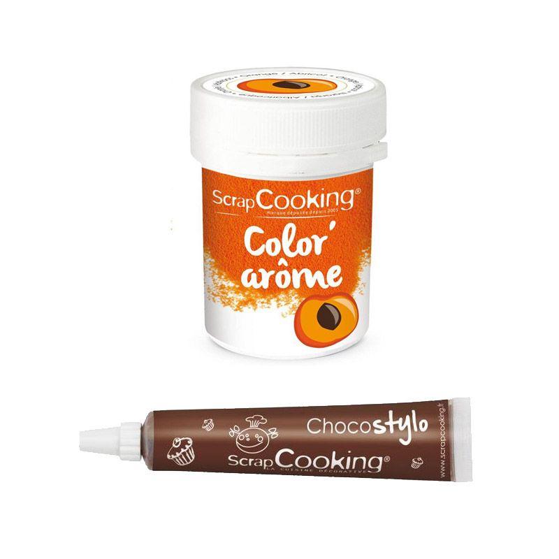 Colorant alimentaire orange arôme abricot + Stylo chocolat Scrapcooking - Mathon