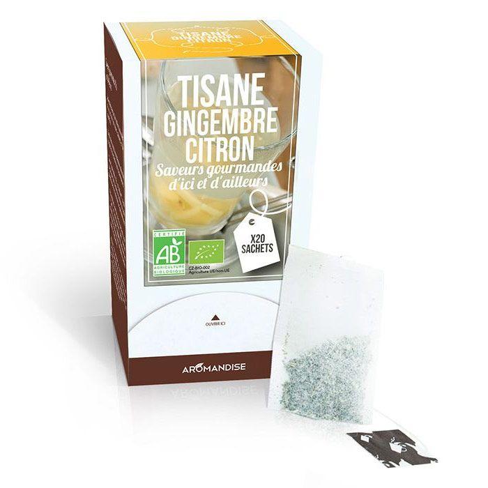 Tisane gingembre et citron biologique - 20 sachets Aromandise - Mathon
