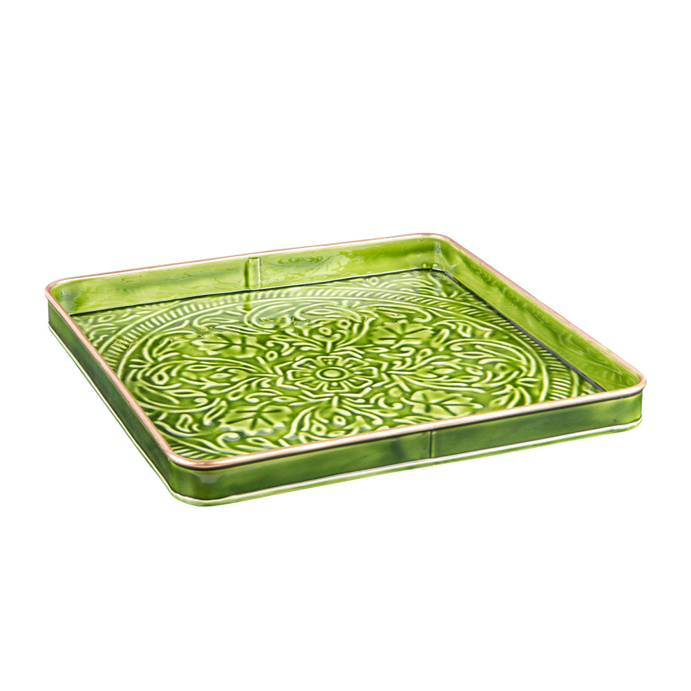 Set de 2 plateaux carrés Tosca vert Table passion - Mathon - 2