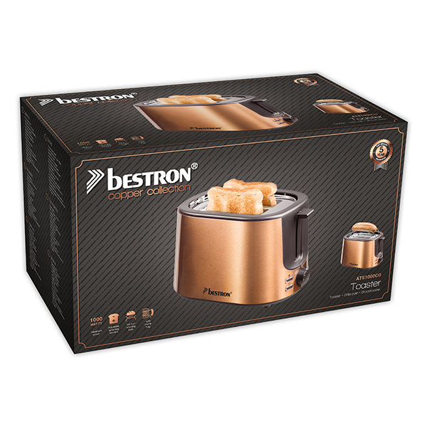 Grille-pain 2 tranches 1000 W coloris cuivre Bestron - Mathon - 5
