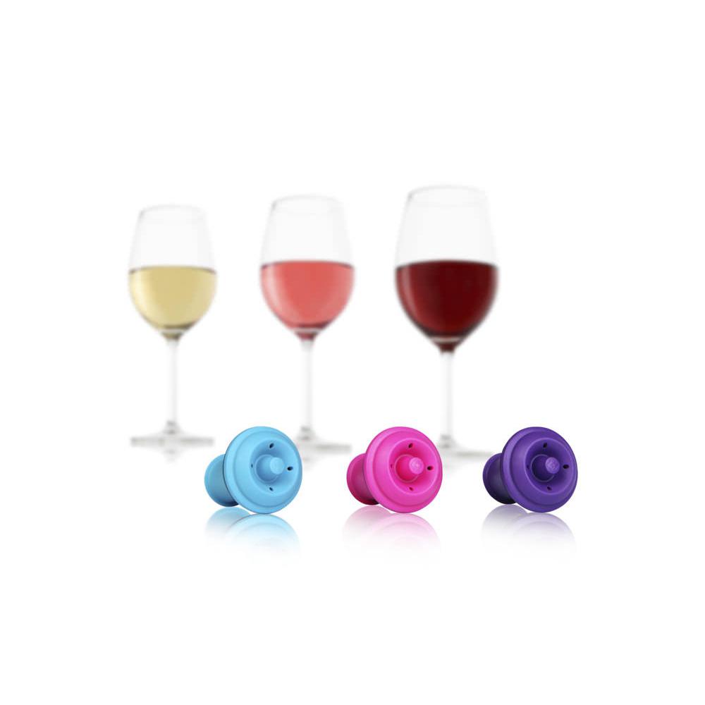 Set de 3 bouchons couleur Vacuvin - Mathon - 2