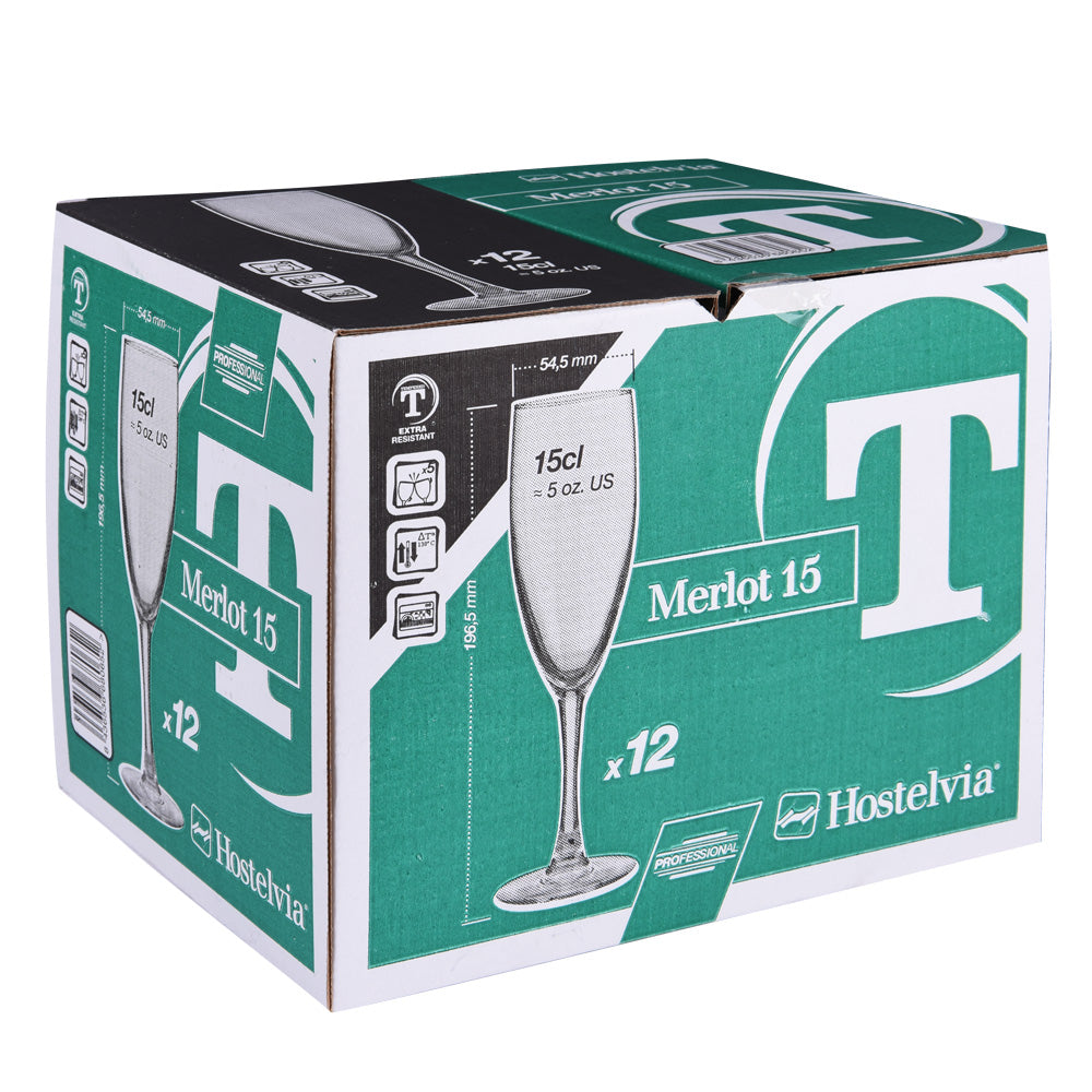 Boîte de 12 flûtes à champagne trempées Merlot 15 cl Vicrila - Mathon - 2