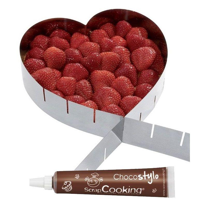 Cadre à pâtisserie extensible coeur + Stylo chocolat Youdoit - Mathon