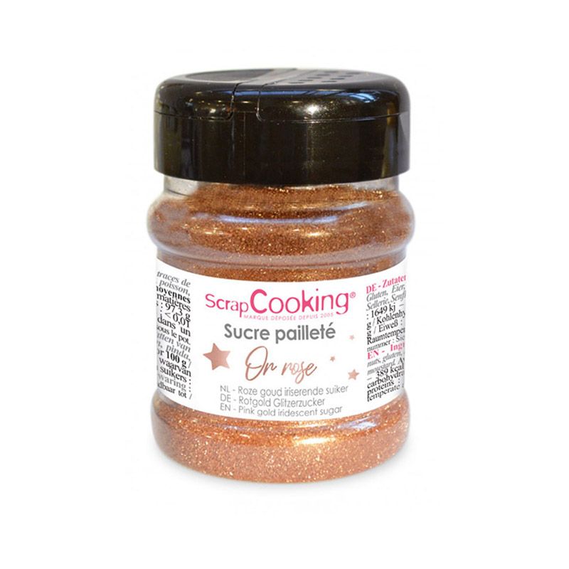 Sucre alimentaire pailleté or rose - 160 g Scrapcooking - Mathon
