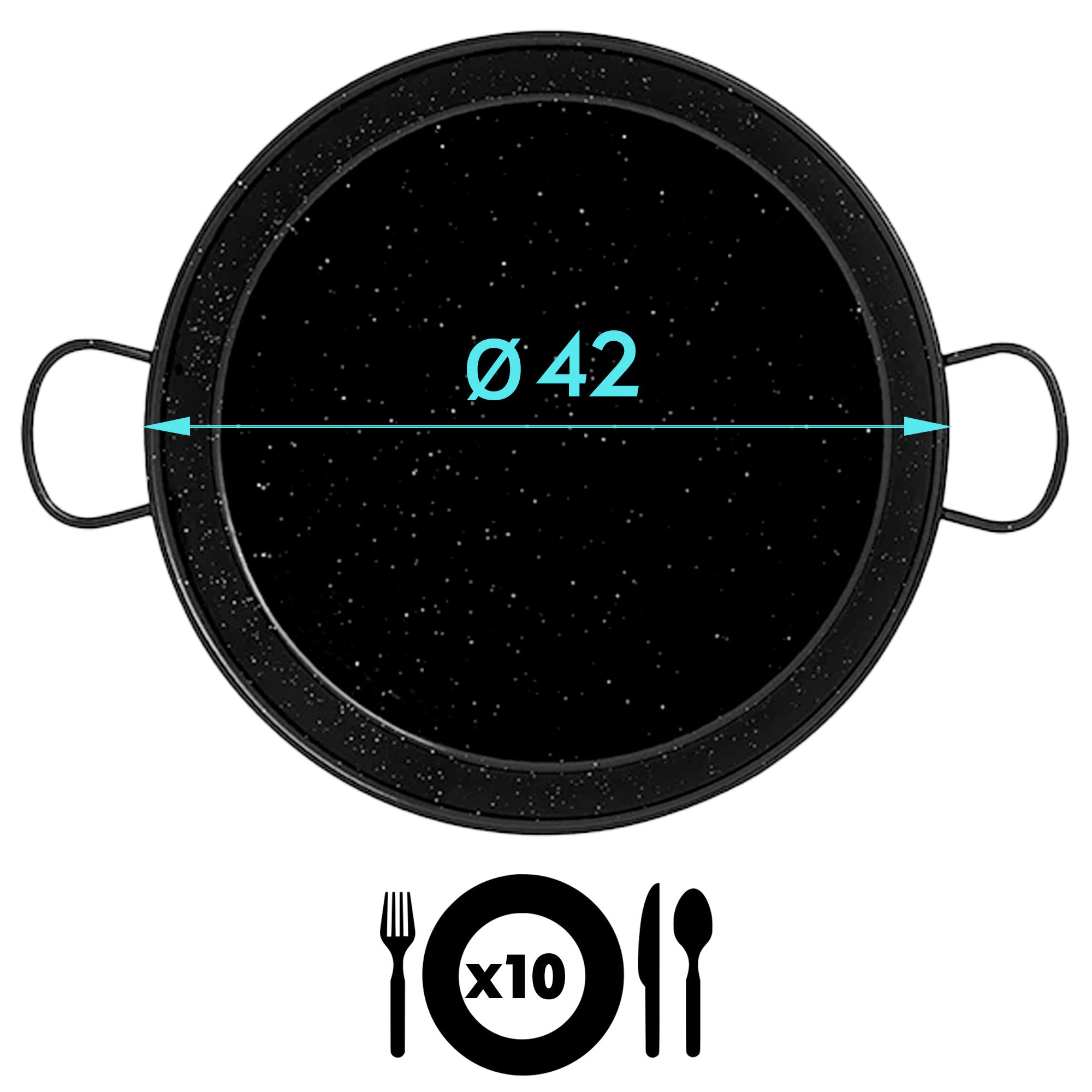 Poêle à Paella Valencienne Émaillée 42cm, Acier Émaillé Antiadhésif, 10 Portions  Noir PAN42 - Mathon - 4