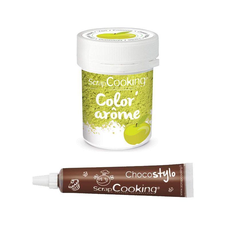 Colorant alimentaire vert arôme pomme + Stylo chocolat Scrapcooking - Mathon