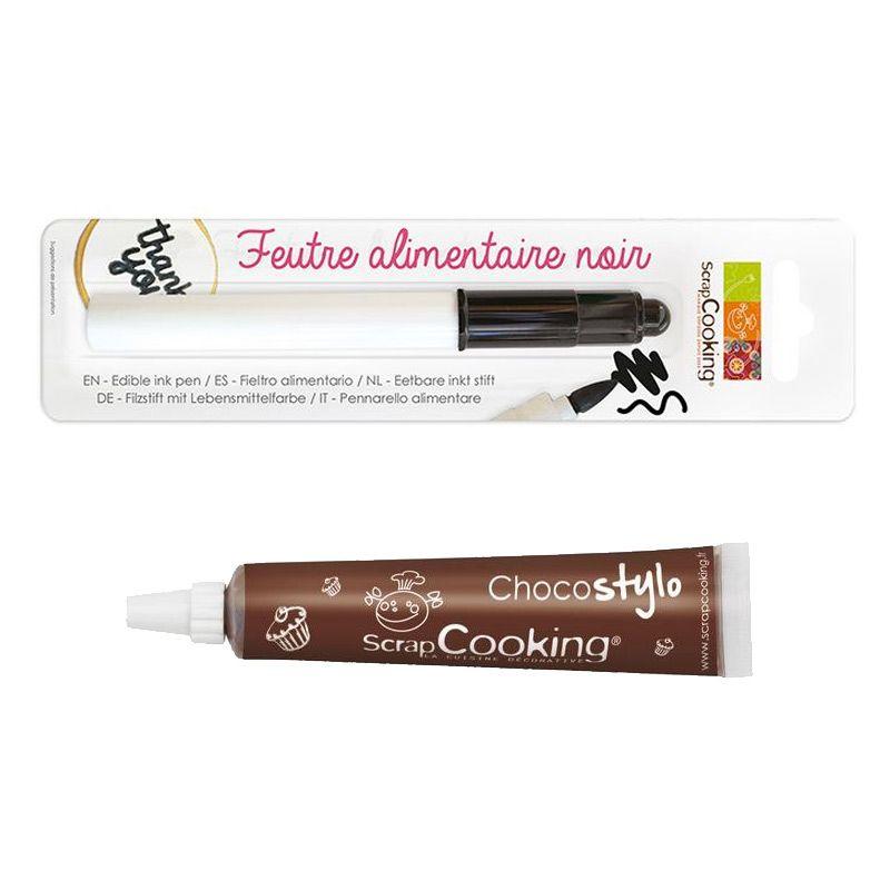 Stylo chocolat + Feutre alimentaire noir Scrapcooking - Mathon