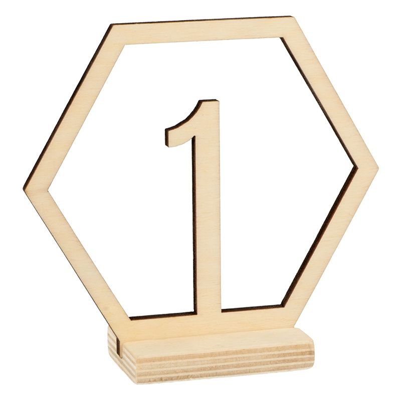 15 chiffres en bois hexagonaux pour table de mariage Artemio - Mathon