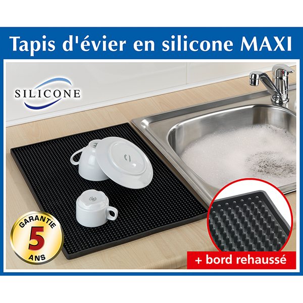 Tapis égouttoir silicone noir 40 cm Wenko by Maximex - Mathon - 2