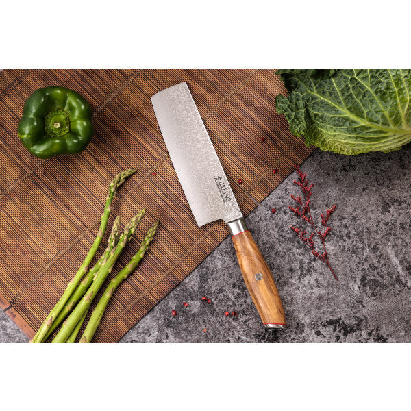 Couteau modèle nakiri Wusaki Fujiko 17cm manche en olivier Wusaki - Mathon - 2