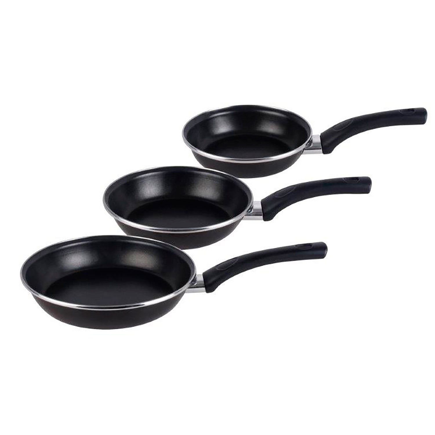 Set 3 Poêles à frire 18-20-24cm, Induction,Deux Couches Antiadhésif sans PFOA  Noir Kenia Magefesa - Mathon - 3