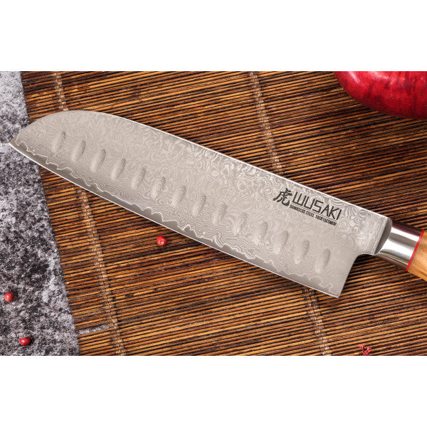 Couteau modèle santoku Wusaki Fujiko 18cm manche en olivier Wusaki - Mathon - 2