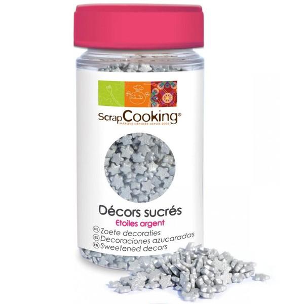 Décors sucrés étoiles argentées Scrapcooking - Mathon