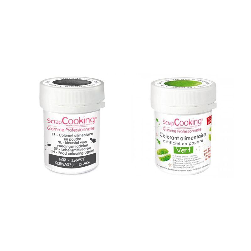 2 colorants alimentaires en poudre - vert-noir Scrapcooking - Mathon