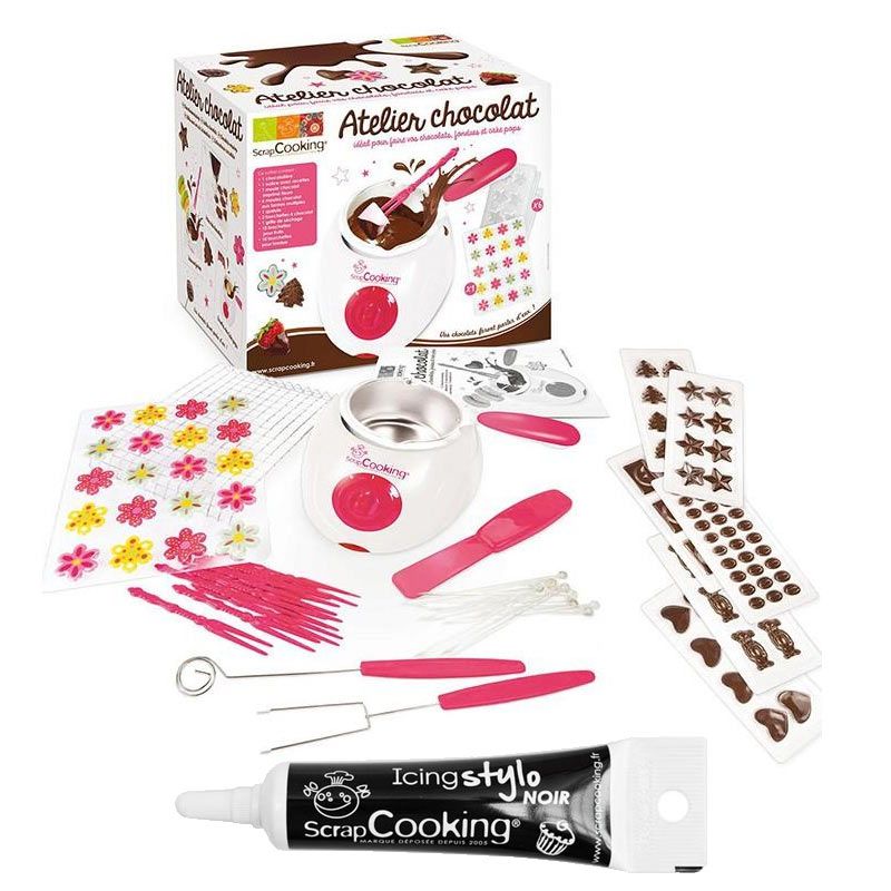 Kit pour fondue au chocolat + Stylo de glaçage noir Scrapcooking - Mathon