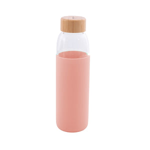 gourde en verre avec protection en silicone rose femme