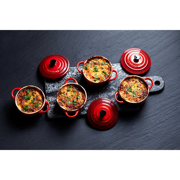 Set 4 mini-cocottes céramique 10 cm Cerise Le Creuset - Mathon - 2