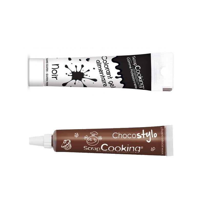 Stylo chocolat + Gel colorant alimentaire noir Scrapcooking - Mathon