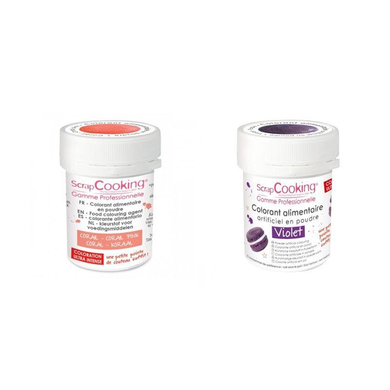 2 colorants alimentaires en poudre - corail-violet Scrapcooking - Mathon