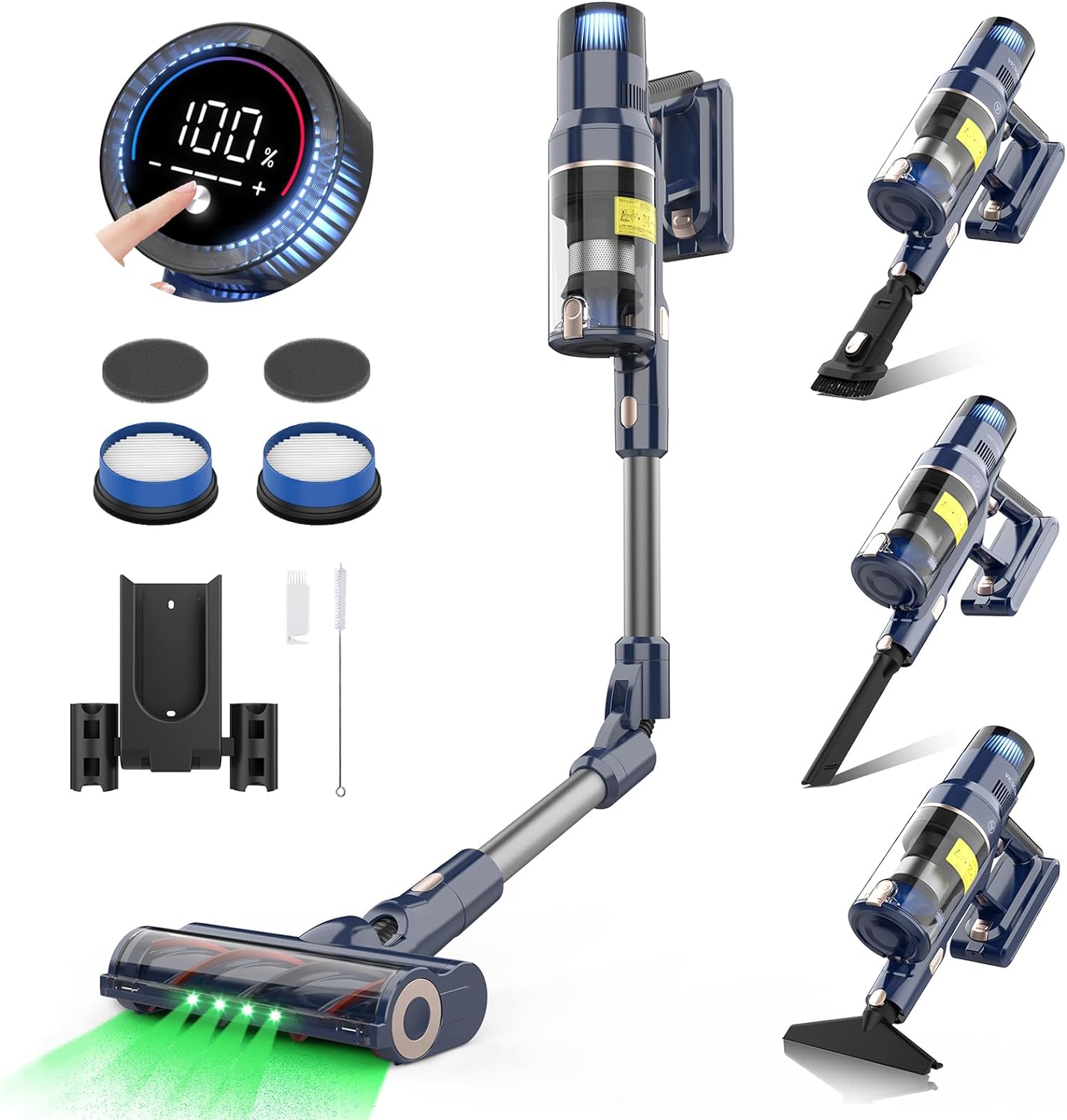 Aspirateur Balai sans Fil 480W bleu gris Vendos85 - Mathon