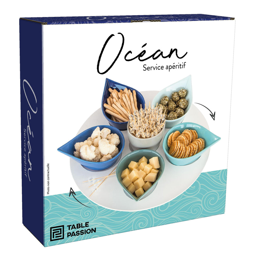 Service apéritif 7 pièces Océan 34 cm Table passion - Mathon - 3