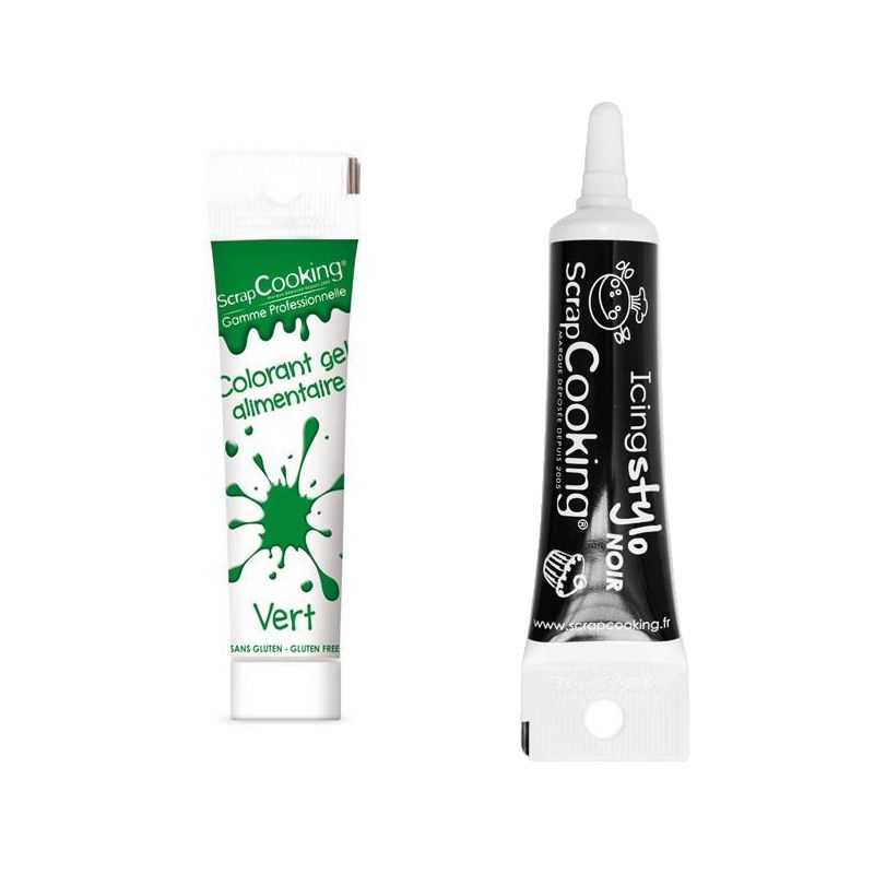 Gel colorant alimentaire vert 20 g + Stylo de glaçage noir Scrapcooking - Mathon