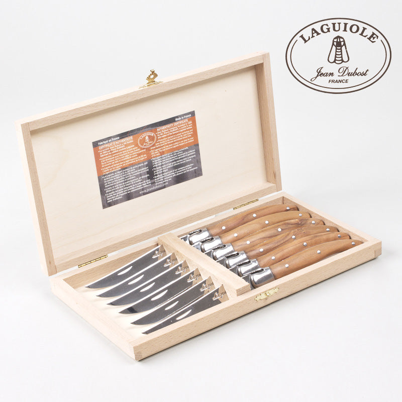 Coffret 6 couteaux laguiole bois olivier Jean Dubost - Mathon - 3