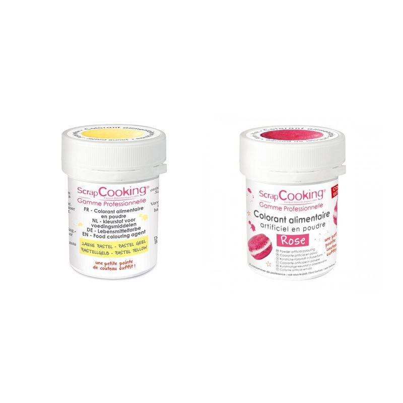 2 colorants alimentaires en poudre - rose-jaune pastel Scrapcooking - Mathon