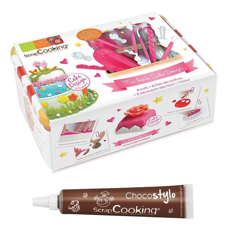 Coffret Ma boîte à Cake design + 1 Stylo chocolat Scrapcooking - Mathon