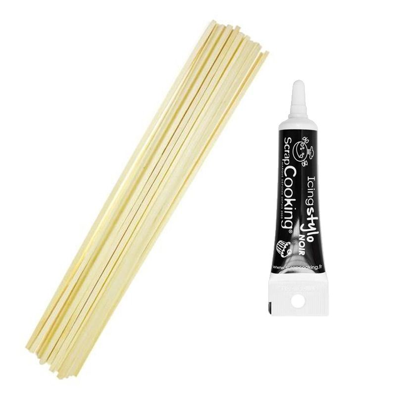 100 bâtonnets pour barbe à papa + Stylo de glaçage noir Youdoit - Mathon