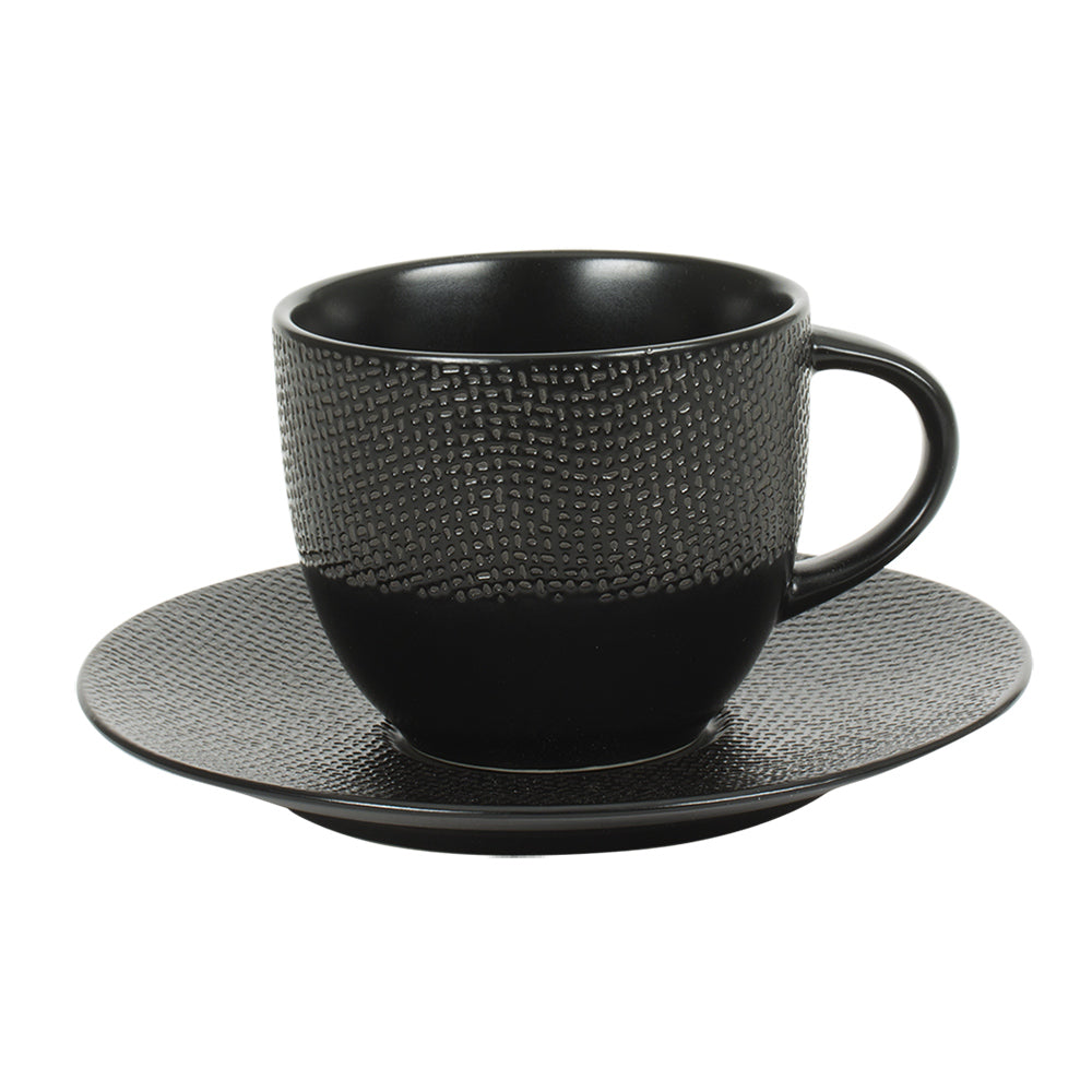 Tasse à thé et sous-tasse Vésuvio noir 22 cl (lot de 6) Table passion - Mathon - 1