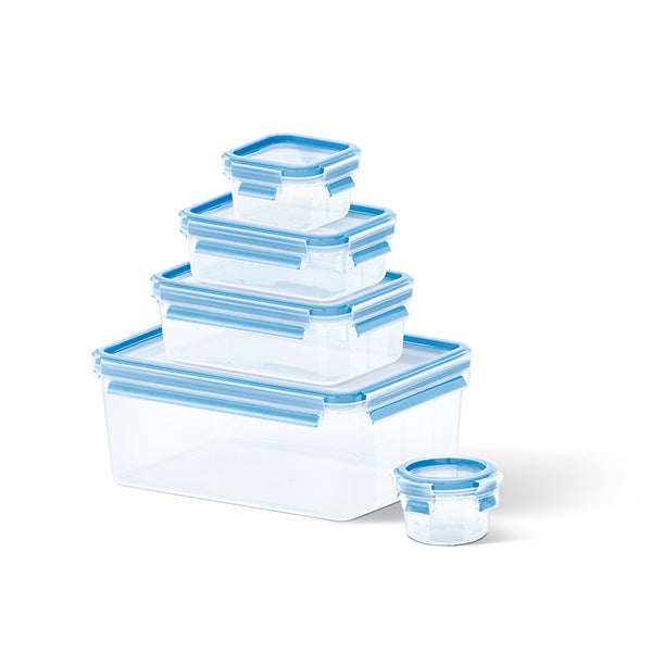 Set de 5 boîtes rectangulaires Clip & Close bleu Emsa - Mathon