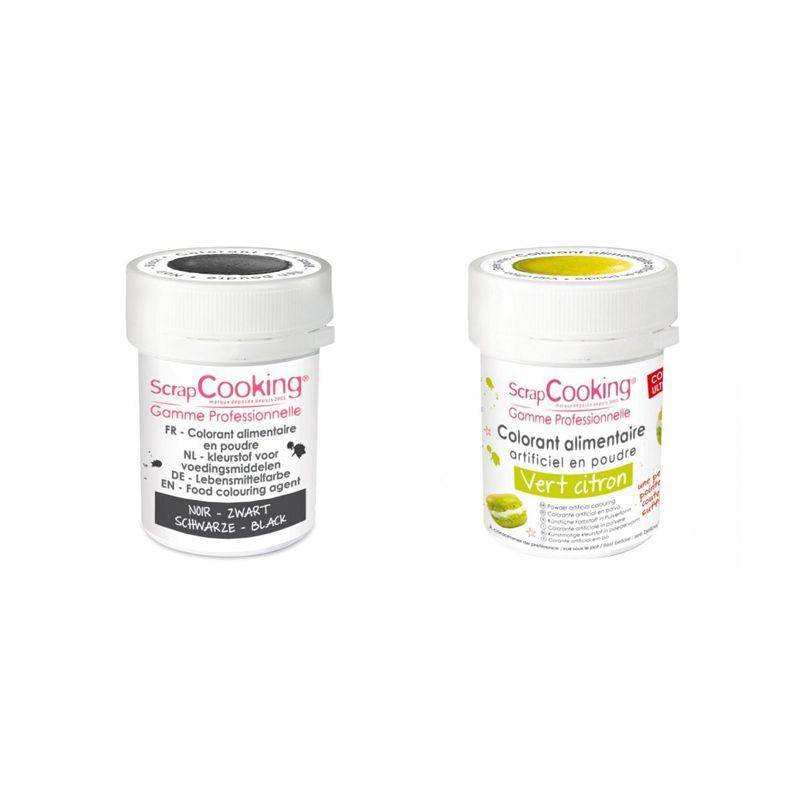 2 colorants alimentaires en poudre - noir-vert citron Scrapcooking - Mathon