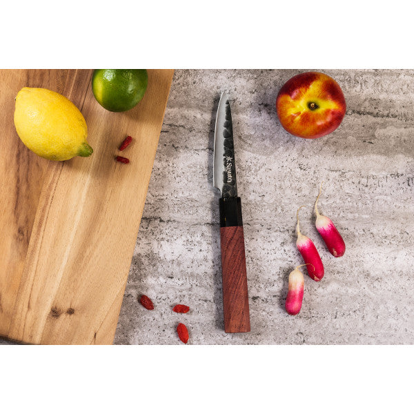 Couteau Sayuto Sequoia San Mai modèle office 9cm brute de forge Sayuto - Mathon - 3