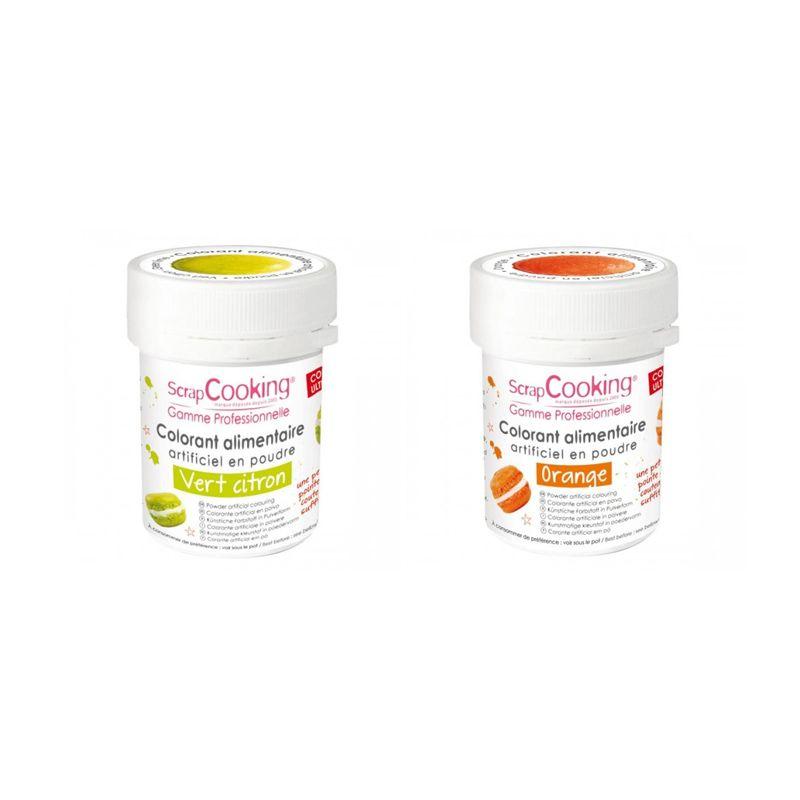 2 colorants alimentaires en poudre - orange-vert citron Scrapcooking - Mathon