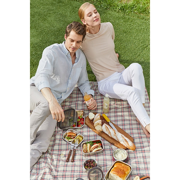 Boite de conservation rectangulaire compartimentée en inox 700 ml compatible micro-ondes Cuitisan - Mathon - 5