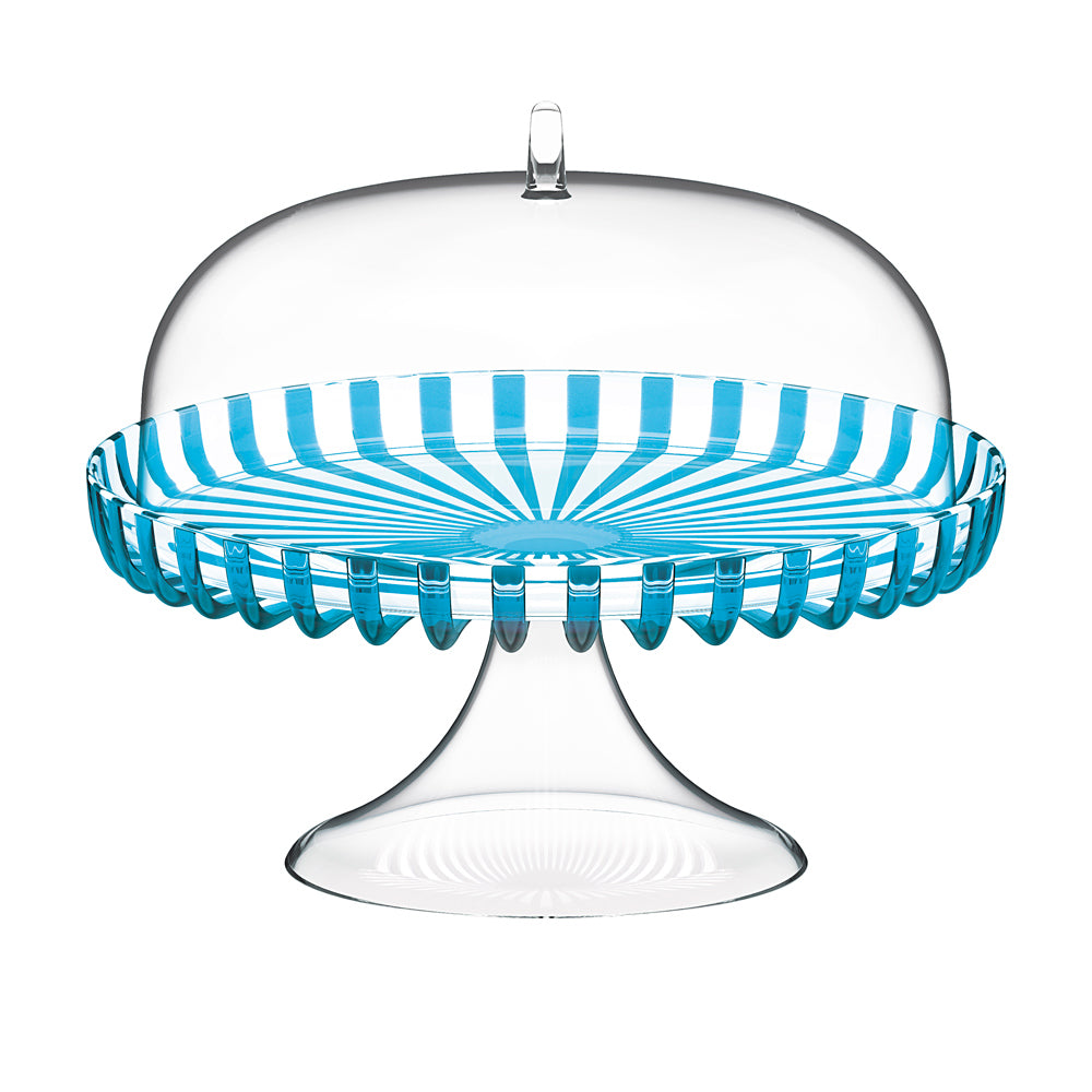 Plat gâteau sur pied avec dome Dolce Vita Bleu Guzzini - Mathon