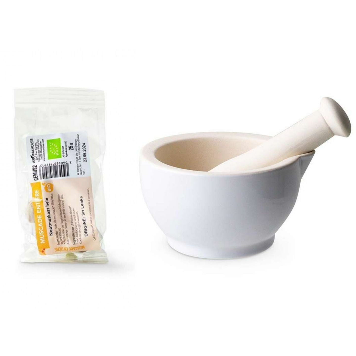 Mortier Et Pilon En Bois Ensemble - Bol De Broyage Herbes Épices Cuisine