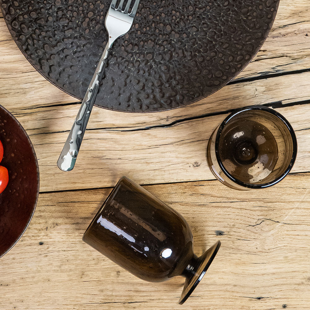 Verre à pied Gordes Bullé 25 cl brun (lot de 6) Table passion - Mathon - 2