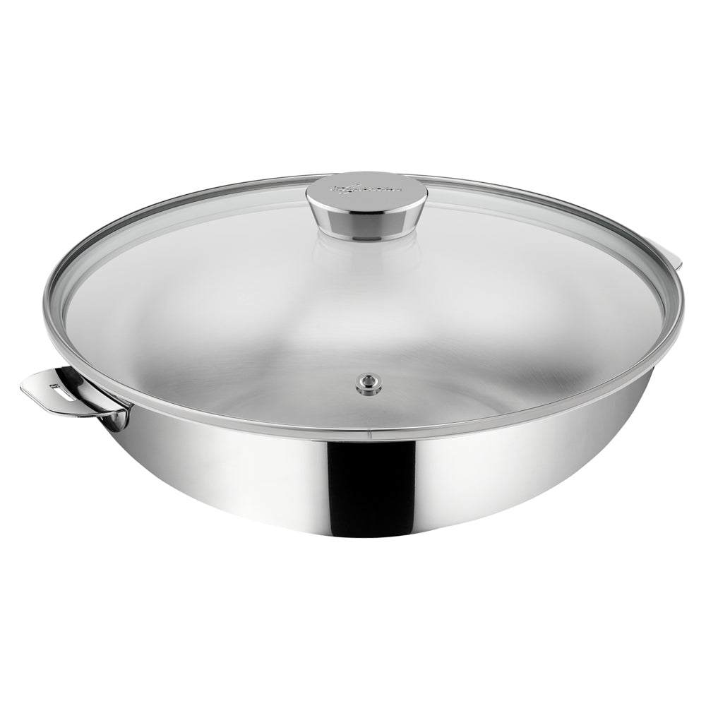 Wok Salvaspazio+ avec son couvercle 26 cm en inox Lagostina - Mathon