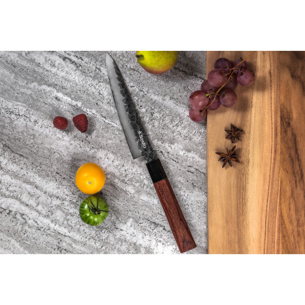 Couteau Sayuto Sequoia San Mai modèle universel 13,5cm brute de forge Sayuto - Mathon - 3