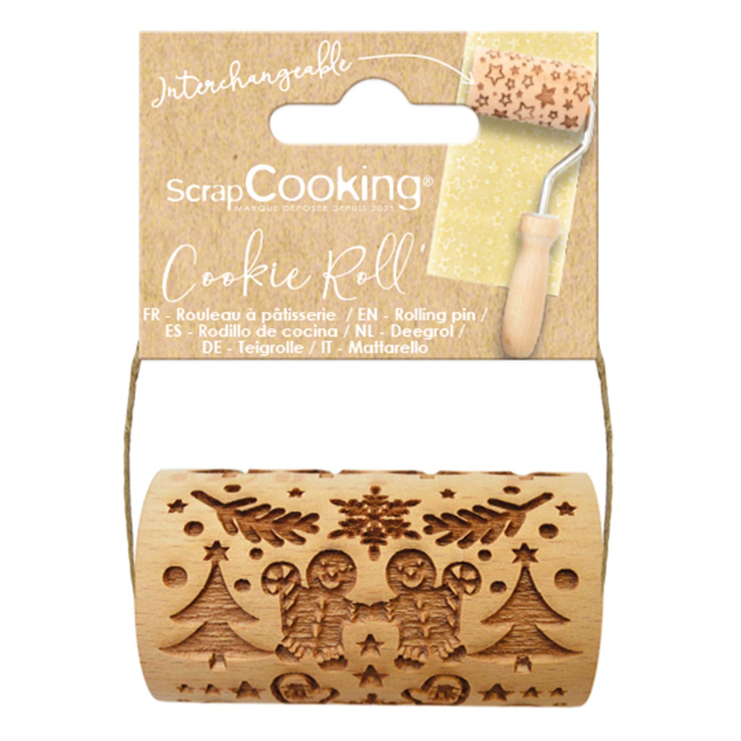 Mini rouleau à pâtisserie en bois - bonhomme pain d