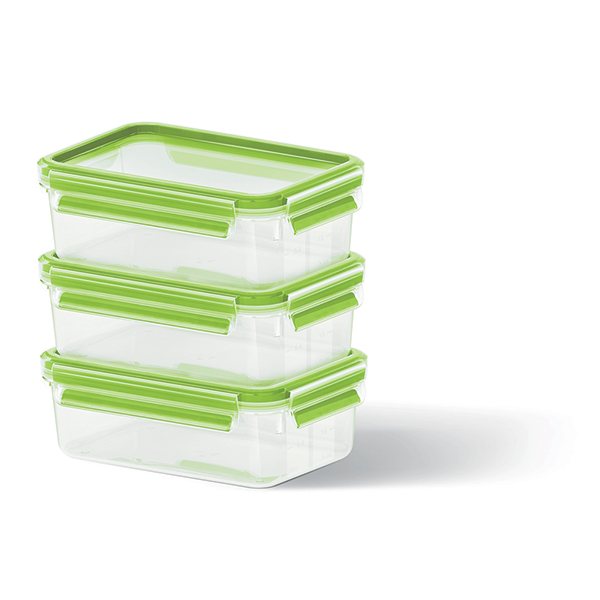 Set de 3 boîtes Clip & Close vertes 0,55L Emsa - Mathon